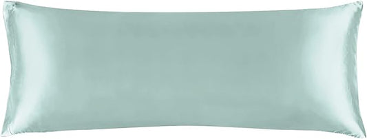BEDELITE Satin Body Pillow Cover, Super Soft and Cooling Body Pillow Pillowcase for Hair and Skin, Breathable Silky Full Long Pillowcase Cover(20"x54", Haze Blue)