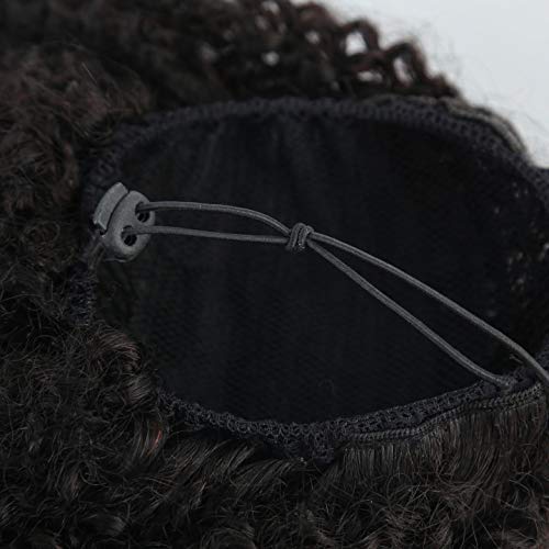 Afro Puff Drawstring Ponytail Human Hair Bun For Black Women 150% Density 10A Brazilian Virgin Human Hair Afro Kinky Curly Clip In Ponytail Extension Human Hair Pieces 100g (8, afro ponytail)