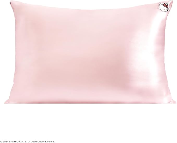 Kitsch x Hello Kitty Pillow Case – Solid Pink Kitty Face Toddler Bed Time Satin Pillowcase with Zipper – Soft Cooling Pillow Cover for Hair & Skin – Better Than Silk Pillowcase – Queen/Standard 19x26