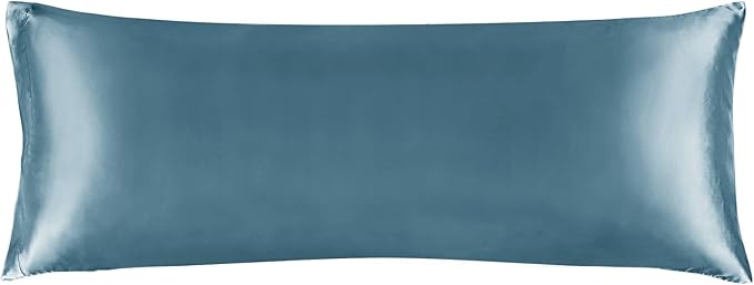 BEDELITE Satin Body Pillow Cover, Super Soft and Cooling Body Pillow Pillowcase for Hair and Skin, Breathable Silky Full Long Pillowcase Cover(20"x54", Bluesteel)