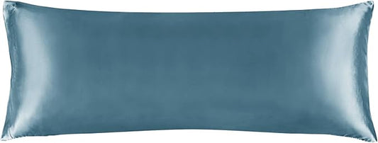 BEDELITE Satin Body Pillow Cover, Super Soft and Cooling Body Pillow Pillowcase for Hair and Skin, Breathable Silky Full Long Pillowcase Cover(20"x54", Bluesteel)