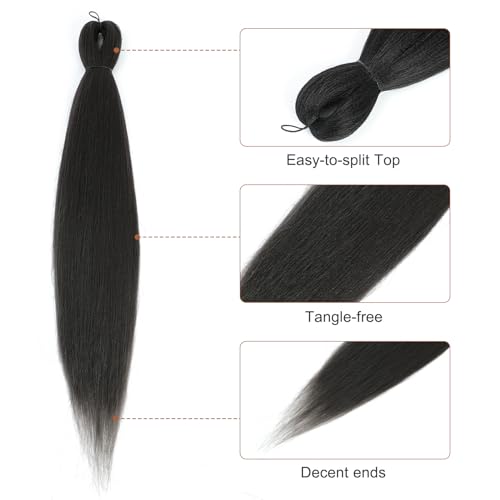 Pre-stretched Braiding Hair - 28 Inch 8 Packs Light Brown Super Long Braiding Hair For Twist or Box Braids, Yaki Texture Hot Water Setting Synthetic Braiding Hair Extensions (28 Inch, #4-8P)