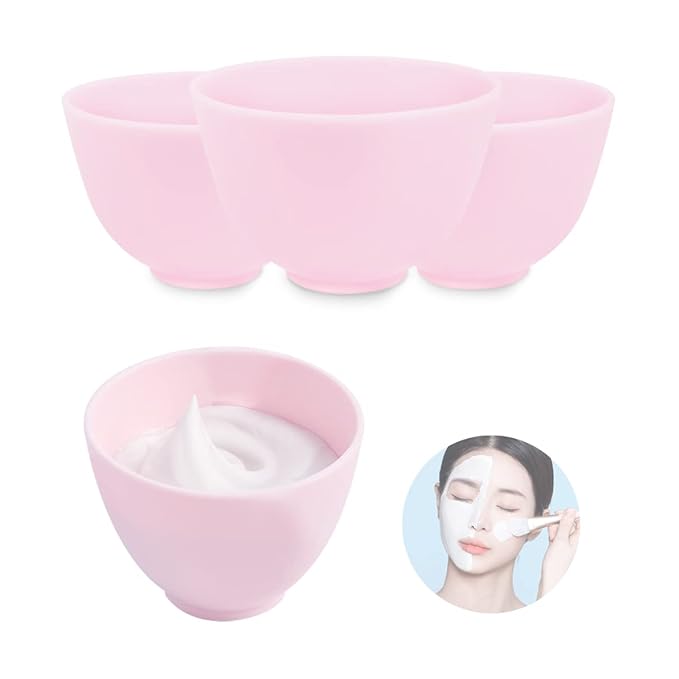 FERCAISH 4Pcs Diy Face Mask Mixing Bowl, Microwavable Silicone Facial Mud Bowl Cosmetic Beauty Tool for Home Salon(Small)