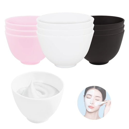 FERCAISH 9Pcs Diy Face Mask Mixing Bowl, Microwavable Silicone Facial Mud Bowl Cosmetic Beauty Tool for Home Salon(Black,White,)