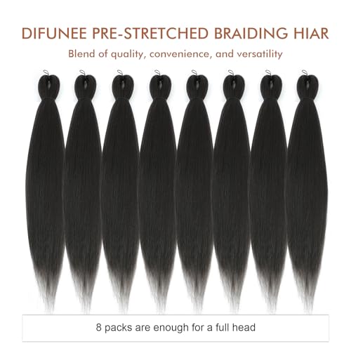Pre-stretched Braiding Hair - 28 Inch 8 Packs Light Brown Super Long Braiding Hair For Twist or Box Braids, Yaki Texture Hot Water Setting Synthetic Braiding Hair Extensions (28 Inch, #4-8P)