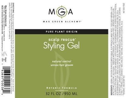 MGA Vegan Hair Styling Gel - Scalp Rescue Organic Formula for Flexible & Natural Hair Style | Curly Hair Products for Men & Women Provides Frizz Control | Alcohol Free & Color Safe Hair Gel | 32 Fl Oz