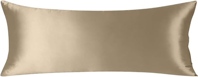 ZIMASILK 100% Pure Mulberry Silk Pillow Cases for Hair and Skin, Soft, Hypoallergenic & Smooth, Both Sides Grade 6A Silk, with Hidden Zipper, Gift for Women Men, 1pc (Body 20"x54", Taupe)