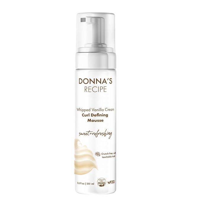 Donna's Recipe by Tabitha Brown | Curl Defining Mousse Whipped Vanilla Cream – Lightweight, Soft Hold, Frizz-Free Gloss – 8.5 fl oz