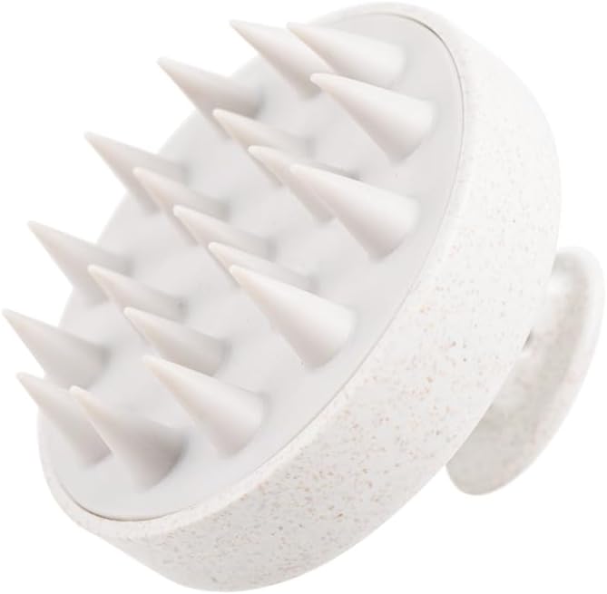 Scalp Massager Brush for Hair Growth – Silicone Scalp Scrubber & Scalp Exfoliator – Manual Scalp Massager Brush for Wet or Dry Use – Hair Massager Scalp Shampoo Brush Tool (Beige)
