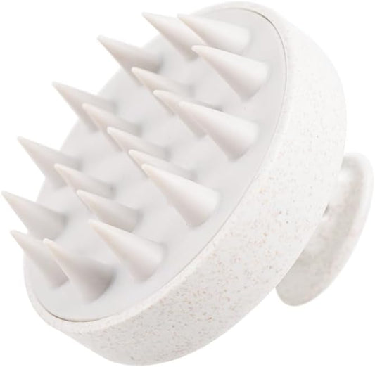 Scalp Massager Brush for Hair Growth – Silicone Scalp Scrubber & Scalp Exfoliator – Manual Scalp Massager Brush for Wet or Dry Use – Hair Massager Scalp Shampoo Brush Tool (Beige)