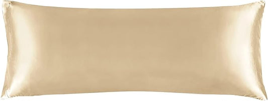 BEDELITE Satin Body Pillow Cover, Super Soft and Cooling Body Pillow Pillowcase for Hair and Skin, Breathable Silky Full Long Pillowcase Cover(20"x54", Champagne)