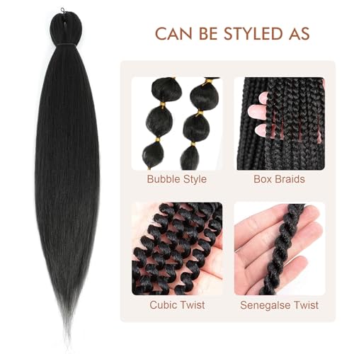 Pre-stretched Braiding Hair - 26 Inch 8 Packs Dark Brown Super Long Braiding Hair For Twist or Box Braids, Yaki Texture Hot Water Setting Synthetic Braiding Hair Extensions (26 Inch, #2-8P)