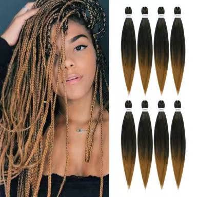 Pre-stretched Braiding Hair - 26 Inch 8 Packs Ombre Blonde Super Long for Twist or Box Braids, Yaki Texture Hot Water Setting Synthetic (T27-8P)