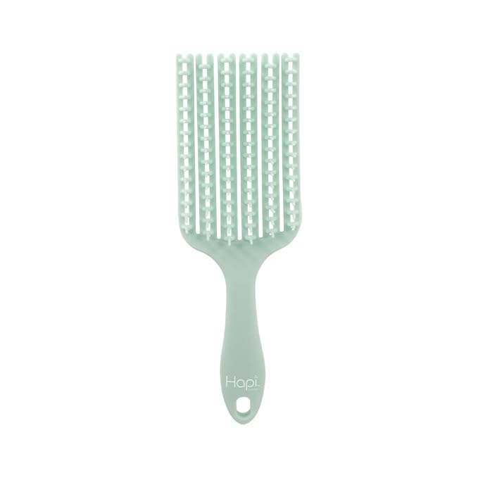 Cricket Hapi De-Knot Delight Detangler Brush Medium - Featuring 90 Super-Firm Bristles, Durable & Flexible Design, 6 Adaptive Hair Rows for Custom Detangling, and Medium-Sized Brush Head - Light Green