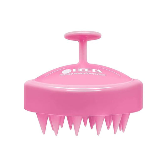 HEETA Scalp Massager Hair Growth, Soft Silicone Scalp Scrubber Shampoo Brush for Exfoliation, Dandruff Removal Head Massage Stress Relax, Wet & Dry Use for Thick Thin Curly Hair Care, Cherry Pink