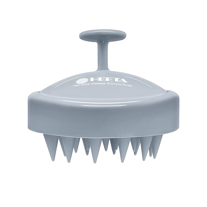 HEETA Scalp Massager Hair Growth, Soft Silicone Scalp Scrubber Shampoo Brush for Exfoliation, Dandruff Removal Head Massage Stress Relax, Wet & Dry Use for Thick Thin Curly Hair Care, Sky Gray