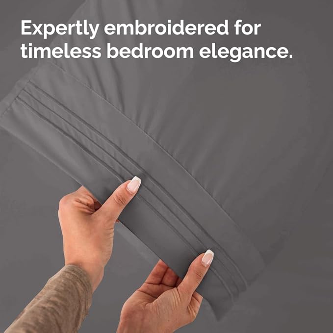 Queen Pillow Cases Set of 6 - Ultra Soft Hotel Quality Pillowcase Covers - Comfy, Cozy & Wrinkle Free - Shrink, Stain and Fade Resistant - Machine Washable Pillow Protectors - 6 Piece Set - Dark Grey