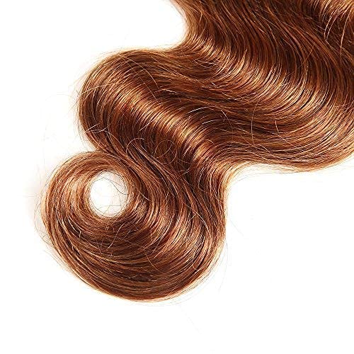 2 Tone Ombre Brazilian Body Wave Hair 3 Bundles Brazilian Remy Virgin Human Hair Weave Bundles 100% Unprocessed Body Wave Human Hair Extensions T4/30 Medium Brown/Medium Auburn(14 16 18)