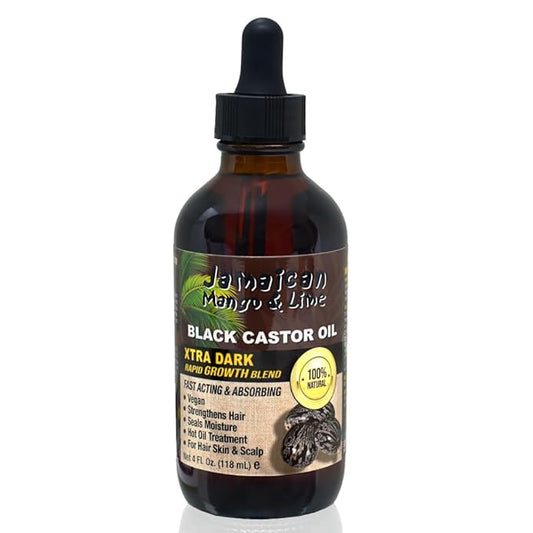 Jamaican Mango & Lime Black Castor Oil – Hair & Scalp Oil for Locs, Braids, Twists & Natural Hair – Strengthens, Moisturizes & Promotes Hair Growth (4oz (Pack of 1), Xtra Dark)
