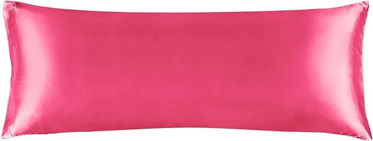 BEDELITE Satin Body Pillow Cover, Super Soft and Cooling Body Pillow Pillowcase for Hair and Skin, Breathable Silky Full Long Pillowcase Cover(20"x54", Hot Pink)