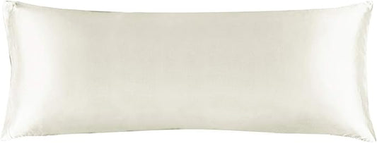 BEDELITE Satin Body Pillow Cover, Super Soft and Cooling Body Pillow Pillowcase for Hair and Skin, Breathable Silky Full Long Pillowcase Cover(20"x54", Ivory)