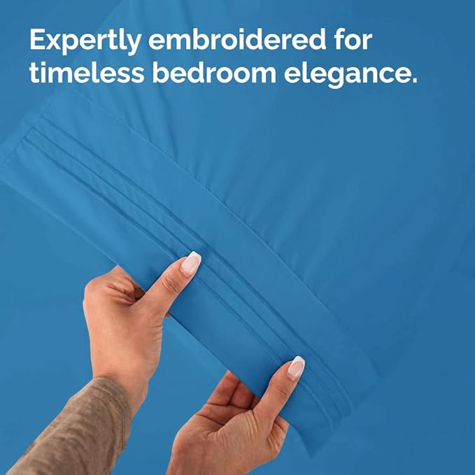 King Pillow Cases Set of 4 - Ultra Soft Hotel Quality Pillowcase Covers - Comfy, Cozy & Wrinkle Free - Shrinkage, Stain & Fade Resistant - Machine Washable Pillow Protectors - 4 Piece Set - Denim Blue