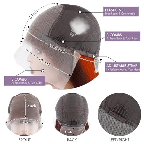 250% Density 36 Inch Deep Wave Lace Front Wigs Human Hair Pre Plucked 13x6 HD Transparent Lace Frontal Wigs Ginger Orange Colored Human Hair Deep Curly Glueless Wigs Human Hair for Women