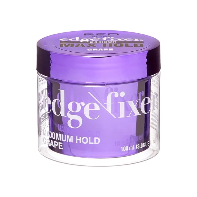 RED by Kiss Edge Fixer Hair Shine Gel, 24 Hour Max Hold, Non-Flaking, Biotin B7 Infused, Natural Styling, Professional Edge Control Wax, Perfect for Braiding (Grape)