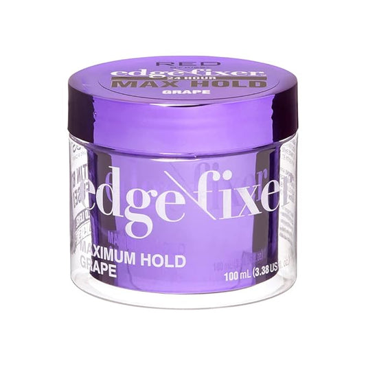 RED by Kiss Edge Fixer Hair Shine Gel, 24 Hour Max Hold, Non-Flaking, Biotin B7 Infused, Natural Styling, Professional Edge Control Wax, Perfect for Braiding (Grape)