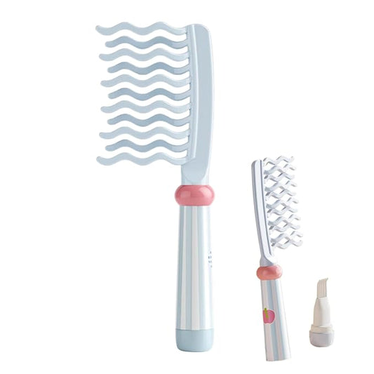 Wide Tooth Comb for Curly, Detangling Comb with Double Row Wavy Tooth and Ergonomic Handle for Long/Thick Dry/Wet Hair for Women/Girl without Straighten the Curl Hair Style (Blue)