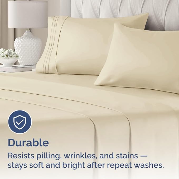 Queen Pillow Cases Set of 2 - Ultra Soft Hotel Quality Pillowcase Covers - Comfy, Cozy & Wrinkle Free - Shrinkage, Stain and Fade Resistant - Machine Washable Pillow Protectors - 2 Piece Set - Cream