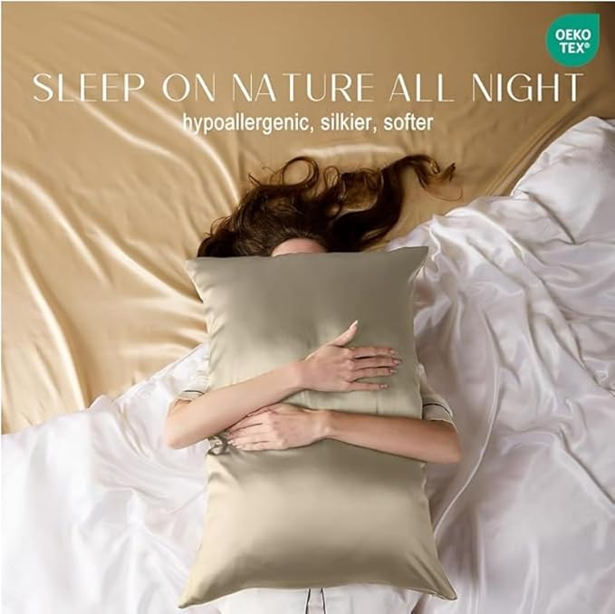 ZIMASILK 100% Pure Mulberry Silk Pillow Cases for Hair and Skin, Soft, Hypoallergenic & Smooth, Both Sides Grade 6A Silk, with Hidden Zipper, Gift for Women Men, 1pc (Body 20"x54", Taupe)