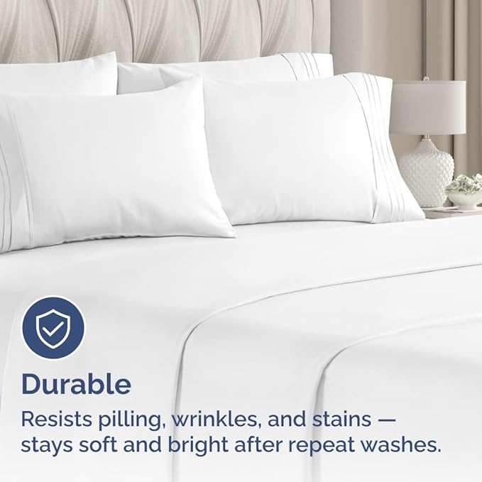 King Pillow Cases Set of 10 - Ultra Soft Hotel Quality Pillowcase Covers - Comfy & Wrinkle Free - Shrink, Stain and Fade Resistant - Easy-Care, Machine Washable Pillow Protectors - 10 Pcs Set - White