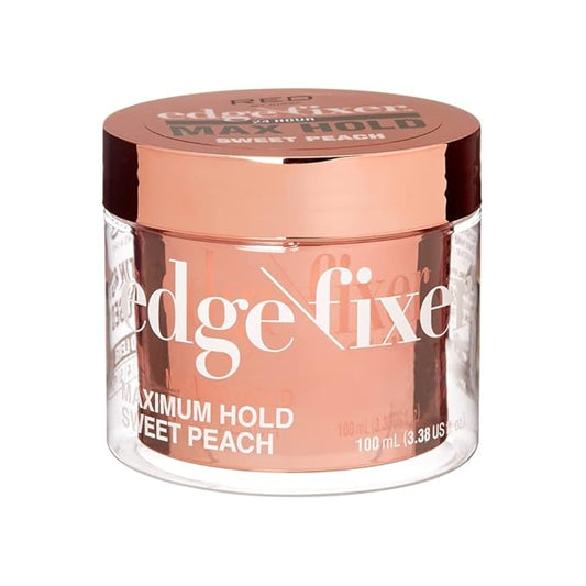 Red by Kiss Edge Fixer Hair Shine Gel, 24 Hour Max Hold, Non-Flaking, Biotin B7 Infused, Natural Styling, Professional Edge Control Wax, Perfect for Braiding (Sweet Peach)