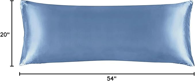 BEDELITE Satin Body Pillow Cover, Super Soft and Cooling Body Pillow Pillowcase for Hair and Skin, Breathable Silky Full Long Pillowcase Cover(20"x54", Airy Blue)