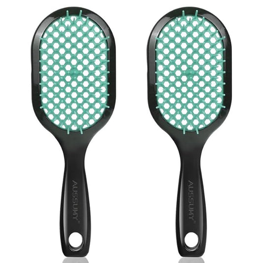 Vented Detangling Hair Brush - 2 Pack Detangler Hairbrush for Effortless Tangle Removal - Ultra-Soft Bristles -For Natural Curly Straight Wet Dry Damaged Hair for Women Men Kids