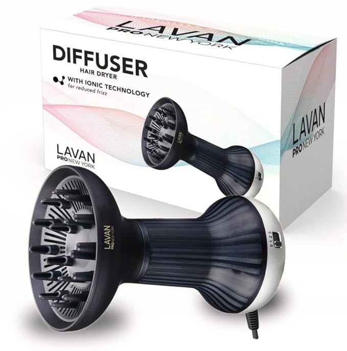 Diffuser Hair Dryer for Curly Hair – Ionic Technology Hair Dryer with Adjustable Heat & Speed Settings for Frizz-Free, Defined Curls, Lightweight Hair Dryer, Wavy And Curly Hair (SILVER)