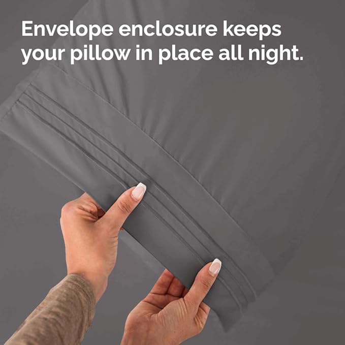 King Pillow Cases Set of 10 - Ultra Soft Hotel Quality Pillowcase Covers - Comfy. Cozy & Wrinkle Free - Shrink, Stain and Fade Resistant - Machine Washable Pillow Protectors - 10 Piece Set - Dark Grey