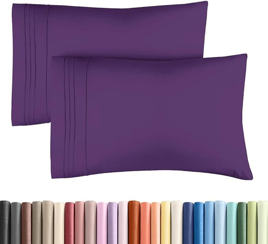 Standard Pillow Cases Set of 2 - Ultra-Soft Hotel Quality Pillowcase Covers - Comfy & Wrinkle Free - Stain and Fade Resistant - Machine Washable Pillow Protectors - 2 Piece Set - Standard Size Purple