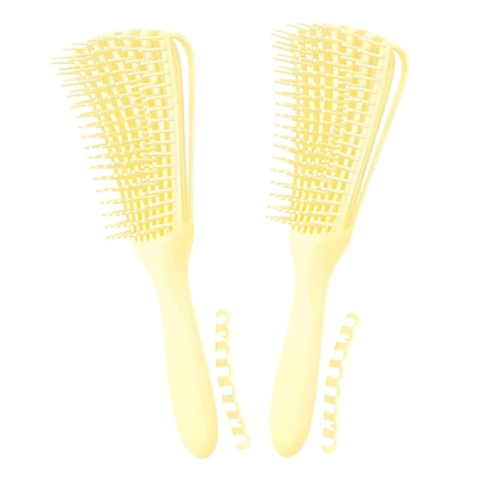 Detangling Brush for Afro/African Hair Textured 3a to 4c Kinky Wavy/Curly/Coily Hair, Knots Detangler Scalp Massage Comb for Women (2 pcs, Beige)
