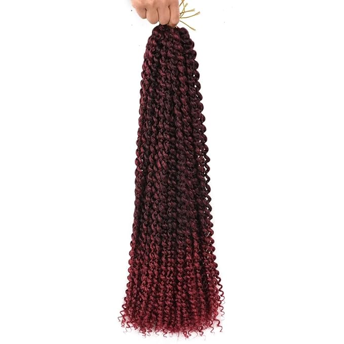 6 packs Passion Twist Crochet Hair Bohemian Curly Braids Water Wave Hair for Braiding Hair 22 Strands/pack Synthetic Fiber Hair Extensions (22 Inch (Pack of 6), Tbug)