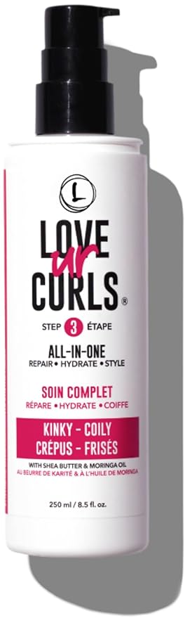 Love Ur Curls - Kinky Coily All in One Curl Cream Styler, Curling Cream for Curly Hair, Repair, Define, Hydrate & Style with Shea Butter, 250mL