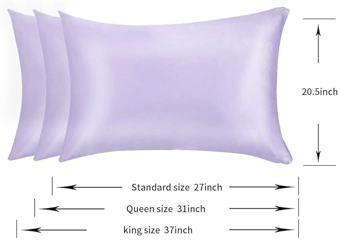 100% Mulberry Silk Pillowcases Set of 2 for Hair and Skin and Super Soft and Breathable King Size Nature Silk Pillowcases (King, Light Purple)