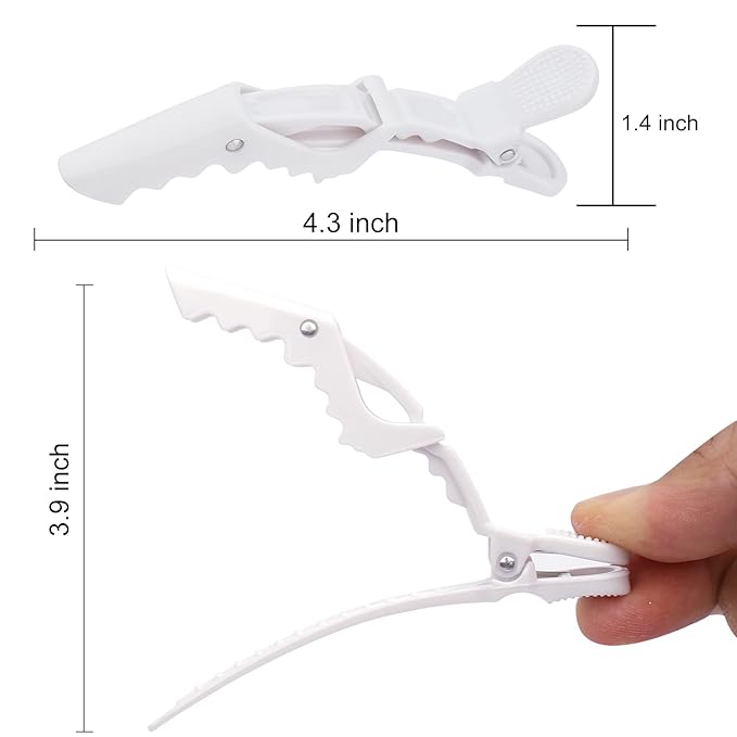 Ondder 24 Pack Pro Hair Clips for Styling, Coloring, Cutting - Large Alligator Clips for Women, Men, Girls, Teens - White