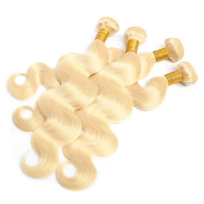 613 Blonde Body Wave Bundles Human Hair 18" 20" 22" 24" 400g 12A Grade Brazilian Virgin Body Wave Human Hair 4 Bundles 100% Unprocessed Virgin Remy 613 Blonde Hair Weft Bundles