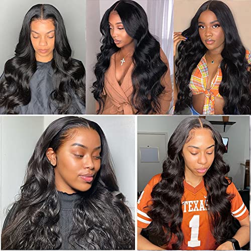 YISEA 12A Body Wave Bundles with Closure for Black Women(22 24 26+20) 100% Unprocess Human Hair 3 Bundles with 4x4 Lace Closure Braziian Virgin Human Hair