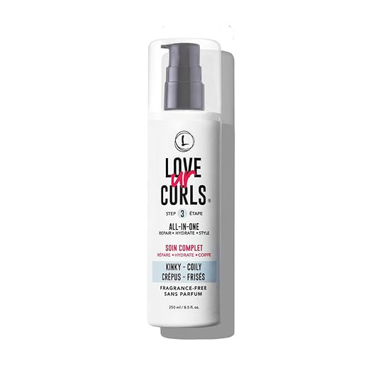Love Ur Curls Fragrance Free All in One Curl Cream Styler for Kinky Coily Textured Hair, Repair, Define, Hydrate & Style with Shea Butter, 250mL