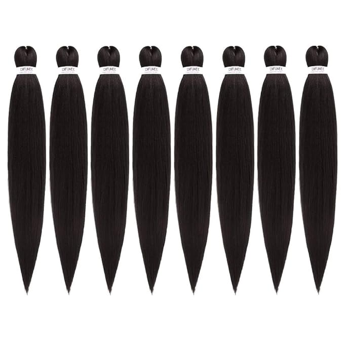 Pre-stretched Braiding Hair - 28 Inch 8 Packs Dark Brown Braiding Hair For Twist or Box Braids, Yaki Texture Hot Water Setting Synthetic Long Braiding Hair Extensions (28 Inch, #2-8P)