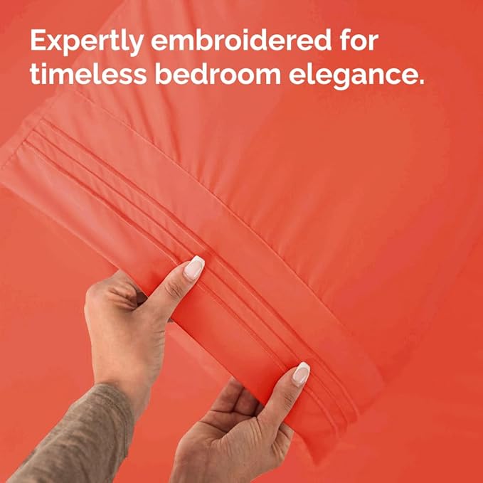 King Pillow Cases Set of 2 - Ultra Soft Hotel Quality Pillowcase Covers - Comfy, Cozy & Wrinkle Free - Shrinkage, Stain and Fade Resistant - Machine Washable Pillow Protectors - 2 Piece Set - Coral