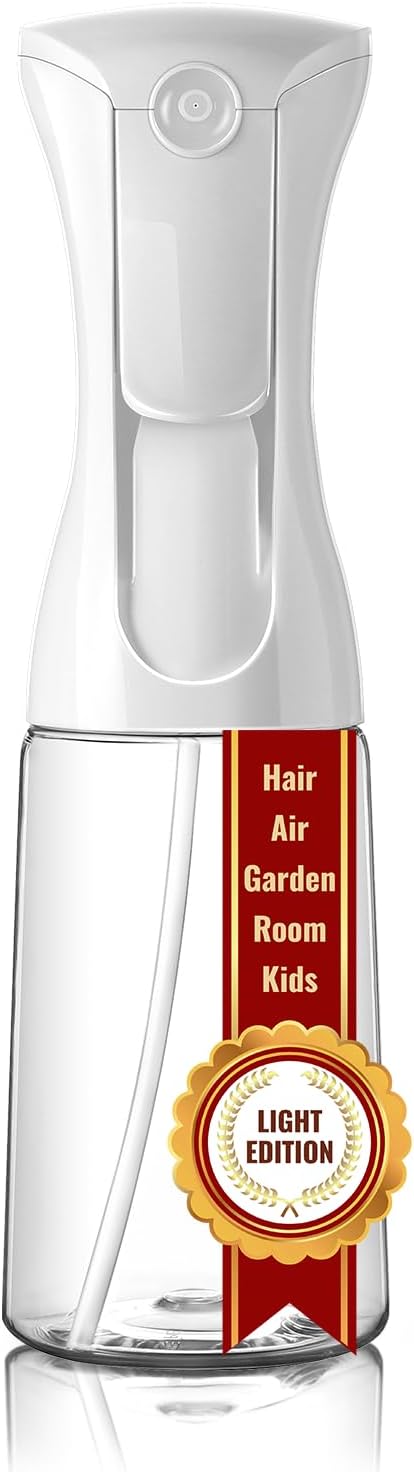 Mistifi Continuous Ultra Fine Mist Spray Bottle – Refillable Water Mister for Hair, Hairstyling, Barber, Salon, Plants, Cleaning, Skincare (200ml 1Pc, Transparent bottle)